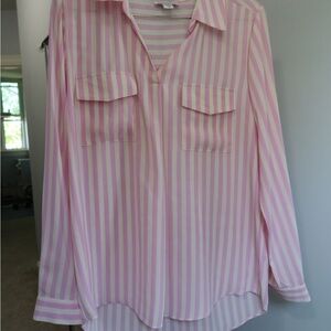 Jaclyn‎ Smith Pink and White Striped Blouse